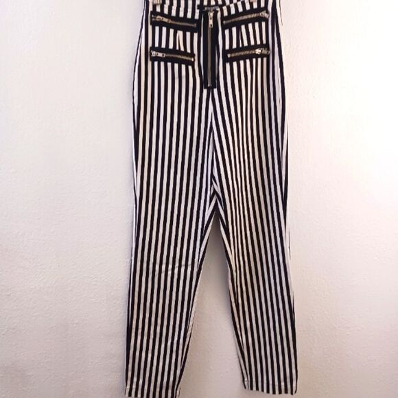 REFORMATION  RARE High waist skinny pants stripes w/zippers  size 2 - Picture 1 of 7
